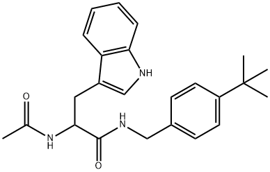 2-acetamido-N-[(4-tert-butylphenyl)methyl]-3-(1H-indol-3-yl)propanamide Struktur