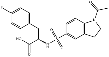 2-[(1-acetyl-2,3-dihydroindol-5-yl)sulfonylamino]-3-(4-fluorophenyl)propanoic acid Struktur