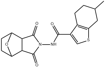 N-(1,3-dioxo-3a,4,5,6,7,7a-hexahydro-octahydro-1H-4,7-epoxyisoindol-2-yl)-6-methyl-4,5,6,7-tetrahydro-1-benzothiophene-3-carboxamide Struktur