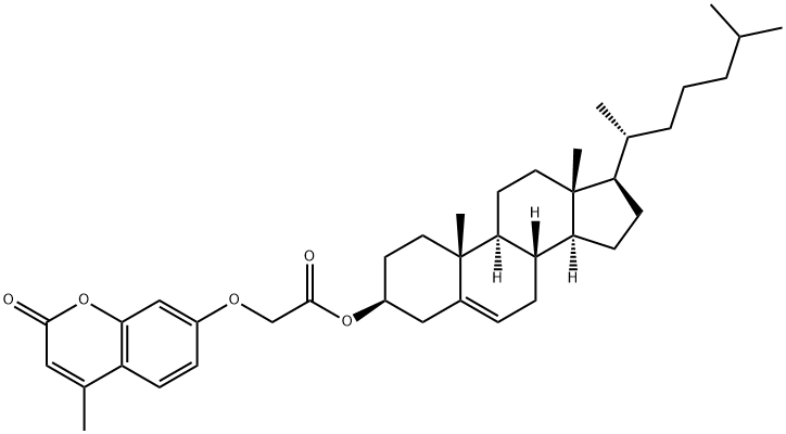 [(3S,8S,9S,10R,13R,14S,17R)-10,13-dimethyl-17-[(2R)-6-methylheptan-2-yl]-2,3,4,7,8,9,11,12,14,15,16,17-dodecahydro-1H-cyclopenta[a]phenanthren-3-yl] 2-(4-methyl-2-oxochromen-7-yl)oxyacetate Struktur