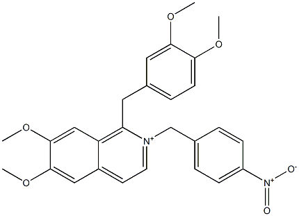 1-[(3,4-dimethoxyphenyl)methyl]-6,7-dimethoxy-2-[(4-nitrophenyl)methyl]isoquinolin-2-ium Struktur