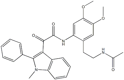 N-[2-(2-acetamidoethyl)-4,5-dimethoxyphenyl]-2-(1-methyl-2-phenylindol-3-yl)-2-oxoacetamide Struktur