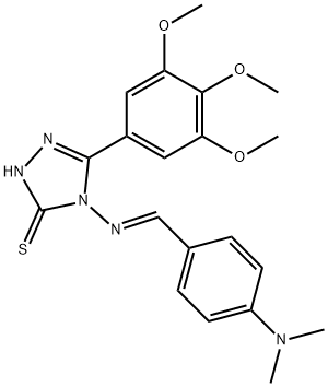 4-[(E)-[4-(dimethylamino)phenyl]methylideneamino]-3-(3,4,5-trimethoxyphenyl)-1H-1,2,4-triazole-5-thione Struktur