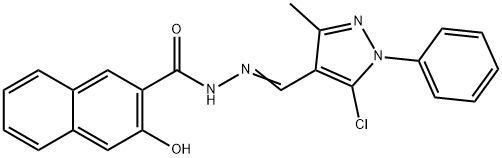 N-[(E)-(5-chloro-3-methyl-1-phenylpyrazol-4-yl)methylideneamino]-3-hydroxynaphthalene-2-carboxamide Struktur