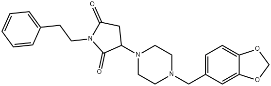 3-[4-(1,3-benzodioxol-5-ylmethyl)piperazin-1-yl]-1-(2-phenylethyl)pyrrolidine-2,5-dione Struktur