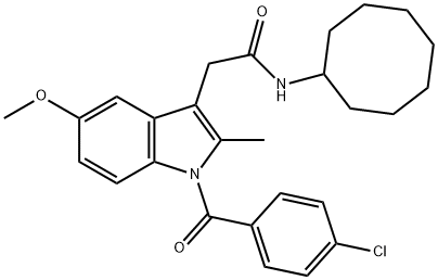 2-[1-(4-chlorobenzoyl)-5-methoxy-2-methylindol-3-yl]-N-cyclooctylacetamide Struktur