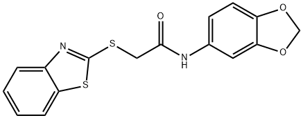 N-(1,3-benzodioxol-5-yl)-2-(1,3-benzothiazol-2-ylsulfanyl)acetamide Struktur