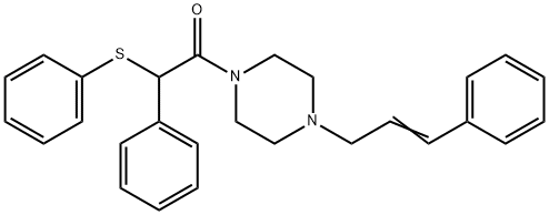 2-phenyl-1-[4-[(E)-3-phenylprop-2-enyl]piperazin-1-yl]-2-phenylsulfanylethanone Struktur