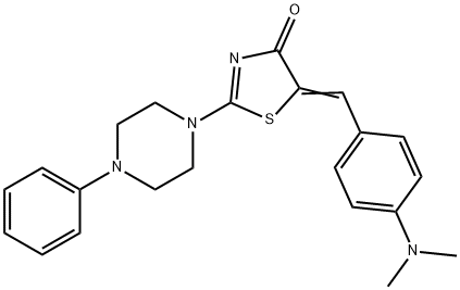 (5Z)-5-[[4-(dimethylamino)phenyl]methylidene]-2-(4-phenylpiperazin-1-yl)-1,3-thiazol-4-one Struktur