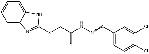 2-(1H-benzimidazol-2-ylsulfanyl)-N-[(E)-(3,4-dichlorophenyl)methylideneamino]acetamide Struktur