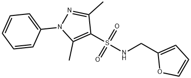 N-(furan-2-ylmethyl)-3,5-dimethyl-1-phenylpyrazole-4-sulfonamide Struktur