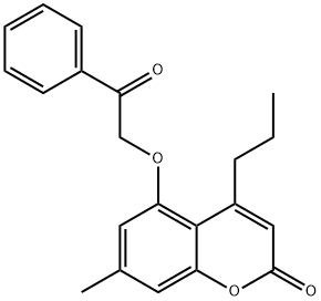 7-methyl-5-phenacyloxy-4-propylchromen-2-one Struktur