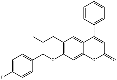 7-[(4-fluorophenyl)methoxy]-4-phenyl-6-propylchromen-2-one Struktur