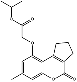 propan-2-yl 2-[(7-methyl-4-oxo-2,3-dihydro-1H-cyclopenta[c]chromen-9-yl)oxy]acetate Struktur