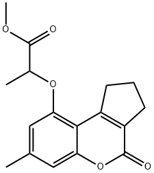 methyl 2-[(7-methyl-4-oxo-2,3-dihydro-1H-cyclopenta[c]chromen-9-yl)oxy]propanoate Struktur