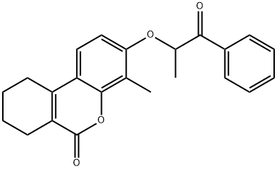 4-methyl-3-(1-oxo-1-phenylpropan-2-yl)oxy-7,8,9,10-tetrahydrobenzo[c]chromen-6-one Struktur