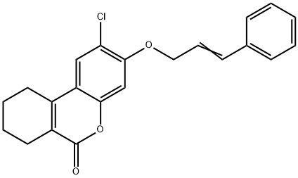 2-chloro-3-[(E)-3-phenylprop-2-enoxy]-7,8,9,10-tetrahydrobenzo[c]chromen-6-one Struktur