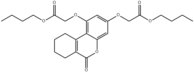 butyl 2-[[1-(2-butoxy-2-oxoethoxy)-6-oxo-7,8,9,10-tetrahydrobenzo[c]chromen-3-yl]oxy]acetate Struktur