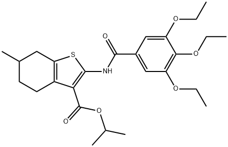 propan-2-yl 6-methyl-2-[(3,4,5-triethoxybenzoyl)amino]-4,5,6,7-tetrahydro-1-benzothiophene-3-carboxylate Struktur