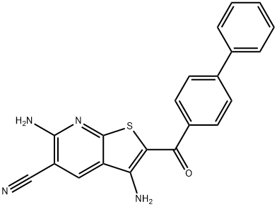 3,6-diamino-2-(4-phenylbenzoyl)thieno[2,3-b]pyridine-5-carbonitrile Struktur