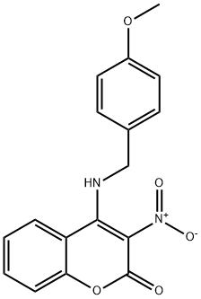 4-[(4-methoxyphenyl)methylamino]-3-nitrochromen-2-one Struktur