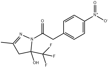 1-[5-hydroxy-3-methyl-5-(trifluoromethyl)-4H-pyrazol-1-yl]-2-(4-nitrophenyl)ethanone Struktur