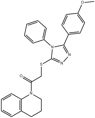 1-(3,4-dihydro-2H-quinolin-1-yl)-2-[[5-(4-methoxyphenyl)-4-phenyl-1,2,4-triazol-3-yl]sulfanyl]ethanone Struktur