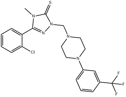 5-(2-chlorophenyl)-4-methyl-2-[[4-[3-(trifluoromethyl)phenyl]piperazin-1-yl]methyl]-1,2,4-triazole-3-thione Struktur