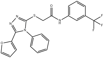 2-[[5-(furan-2-yl)-4-phenyl-1,2,4-triazol-3-yl]sulfanyl]-N-[3-(trifluoromethyl)phenyl]acetamide Struktur