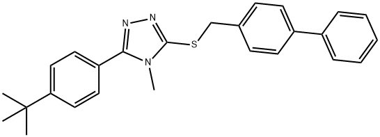 3-(4-tert-butylphenyl)-4-methyl-5-[(4-phenylphenyl)methylsulfanyl]-1,2,4-triazole Struktur