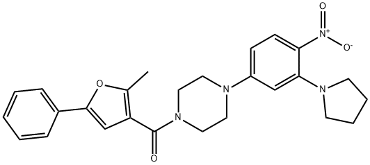 (2-methyl-5-phenylfuran-3-yl)-[4-(4-nitro-3-pyrrolidin-1-ylphenyl)piperazin-1-yl]methanone Struktur