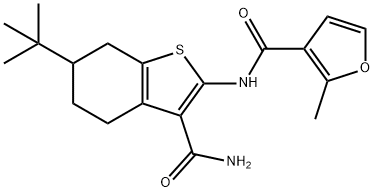 N-(6-tert-butyl-3-carbamoyl-4,5,6,7-tetrahydro-1-benzothiophen-2-yl)-2-methylfuran-3-carboxamide Struktur