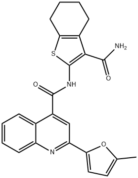 N-(3-carbamoyl-4,5,6,7-tetrahydro-1-benzothiophen-2-yl)-2-(5-methylfuran-2-yl)quinoline-4-carboxamide Struktur