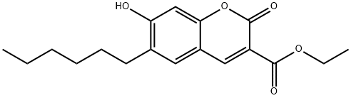 ethyl 6-hexyl-7-hydroxy-2-oxochromene-3-carboxylate Struktur