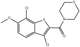 (3,7-dichloro-6-methoxy-1-benzothiophen-2-yl)-morpholin-4-ylmethanone Struktur