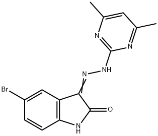 5-bromo-3-[2-(4,6-dimethylpyrimidin-2-yl)hydrazinyl]indol-2-one Struktur