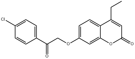 7-[2-(4-chlorophenyl)-2-oxoethoxy]-4-ethylchromen-2-one Struktur