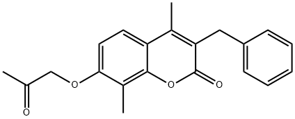 3-benzyl-4,8-dimethyl-7-(2-oxopropoxy)chromen-2-one Struktur