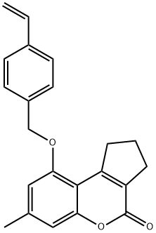 9-[(4-ethenylphenyl)methoxy]-7-methyl-2,3-dihydro-1H-cyclopenta[c]chromen-4-one Struktur