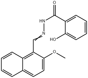 2-hydroxy-N-[(E)-(2-methoxynaphthalen-1-yl)methylideneamino]benzamide Struktur