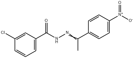 3-chloro-N-[(Z)-1-(4-nitrophenyl)ethylideneamino]benzamide Struktur