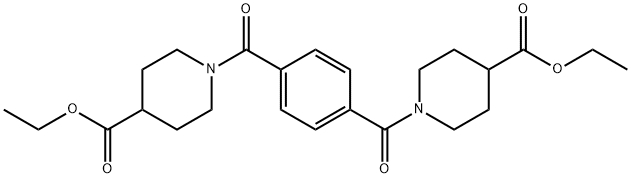 ethyl 1-[4-(4-ethoxycarbonylpiperidine-1-carbonyl)benzoyl]piperidine-4-carboxylate Struktur