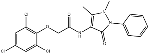 N-(1,5-dimethyl-3-oxo-2-phenylpyrazol-4-yl)-2-(2,4,6-trichlorophenoxy)acetamide Struktur