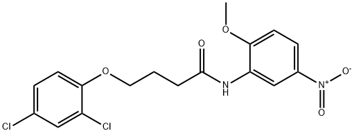 4-(2,4-dichlorophenoxy)-N-(2-methoxy-5-nitrophenyl)butanamide Struktur