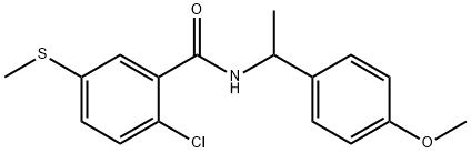 2-chloro-N-[1-(4-methoxyphenyl)ethyl]-5-methylsulfanylbenzamide Struktur