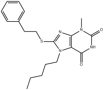 3-methyl-7-pentyl-8-(2-phenylethylsulfanyl)purine-2,6-dione Struktur