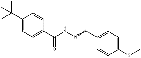 4-tert-butyl-N-[(E)-(4-methylsulfanylphenyl)methylideneamino]benzamide Struktur