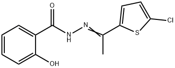 N-[(E)-1-(5-chlorothiophen-2-yl)ethylideneamino]-2-hydroxybenzamide Struktur