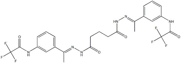 N,N'-bis[(E)-1-[3-[(2,2,2-trifluoroacetyl)amino]phenyl]ethylideneamino]pentanediamide Struktur