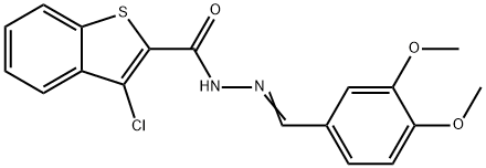 3-chloro-N-[(E)-(3,4-dimethoxyphenyl)methylideneamino]-1-benzothiophene-2-carboxamide Struktur